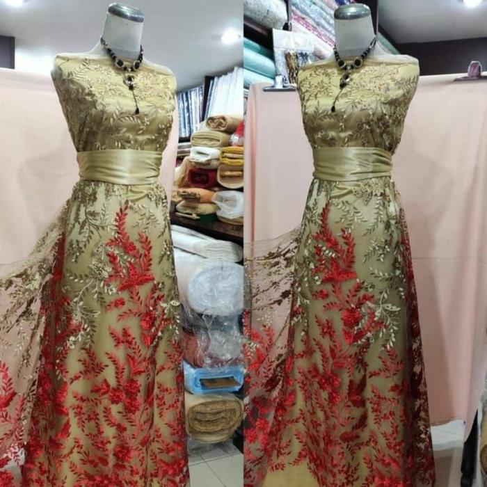 Tile Brokat Dress Two Tone Batu Payet