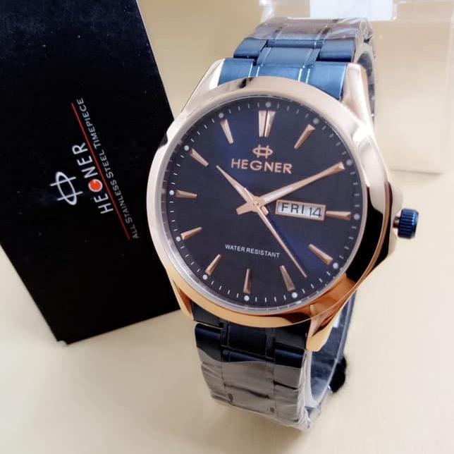 jam tangan Pria Hegner 8009 M blue rosegold original water resist