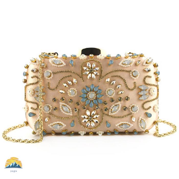 Women Evening Bag Crystal Beaded Party Wedding Purse Cross-body