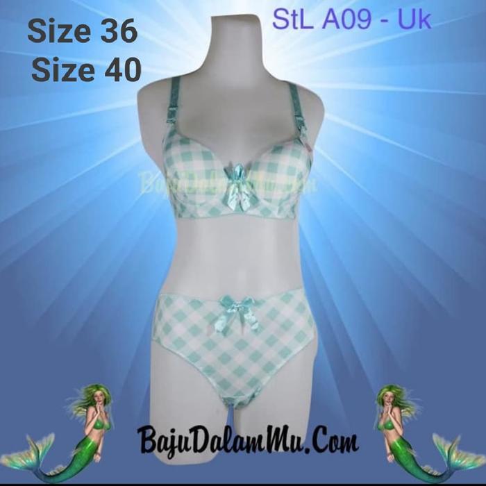 Setelan Celana Dalam & Bra Motif Kotak-Kotak StL A09 - Uk