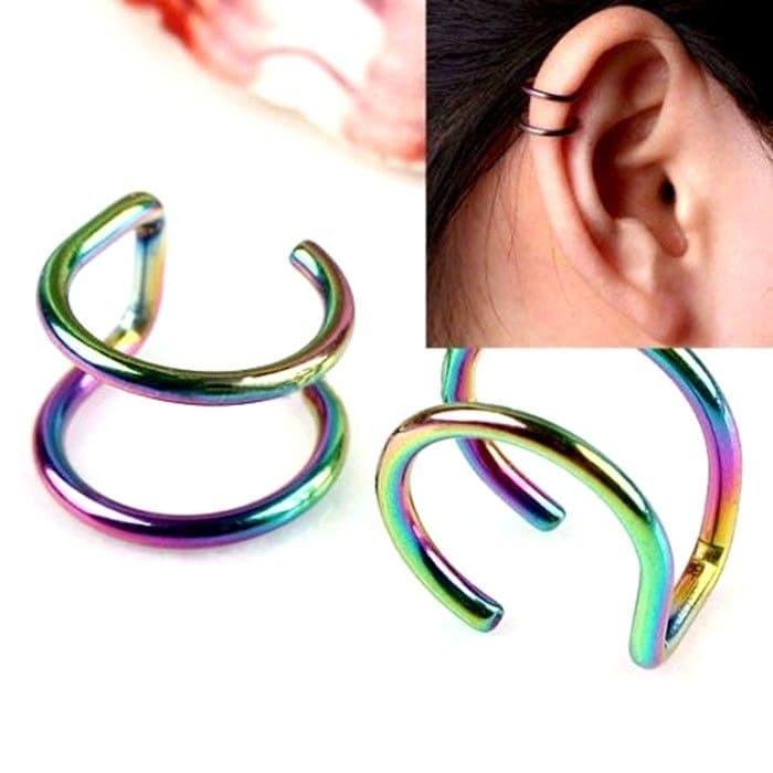 earrings / giwang / anting jepit tanpa tindik / anting Murah - Rainbow