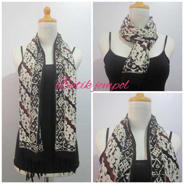 syal batik halus parang putih