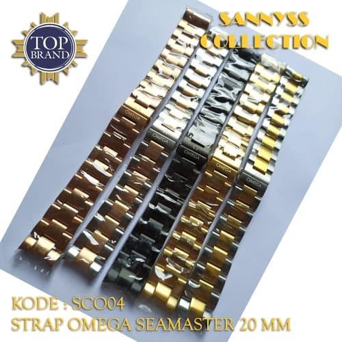 STRAP TALI JAM OMEGA SEAMASTER 20 MM STAINLESS HITAM - GOLD - KOMBINAS