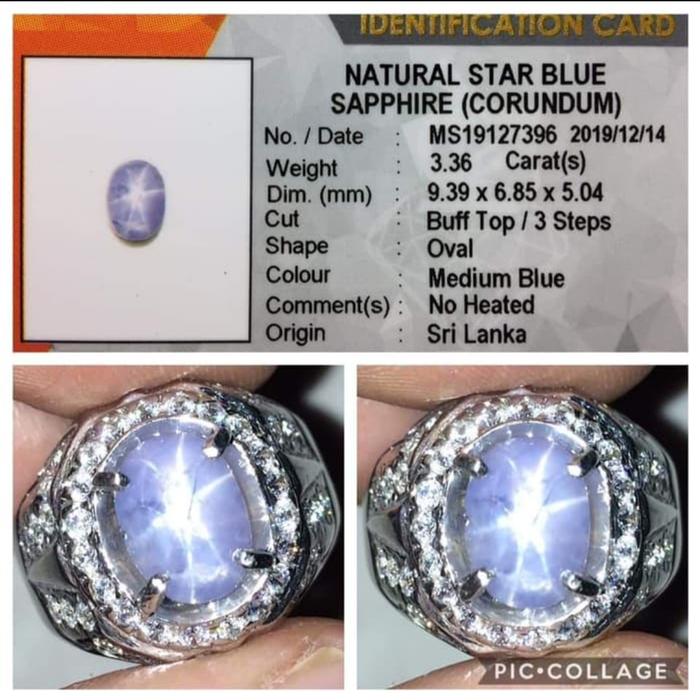 BLUE STAR SAPPHIRE CEYLON SAFIR SRILANKA BATU PERMATA SRILANGKA