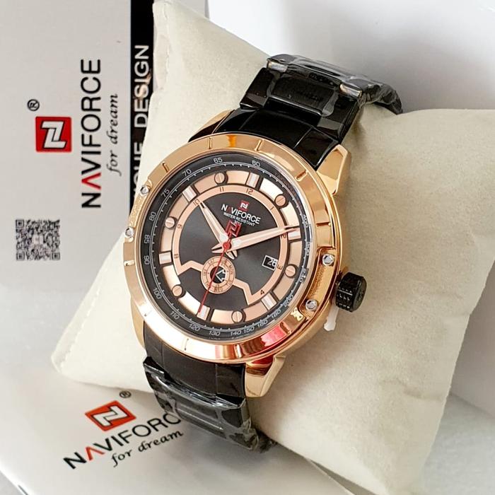 Jam Tangan Pria Naviforce NF9166 Original Black Rosegold