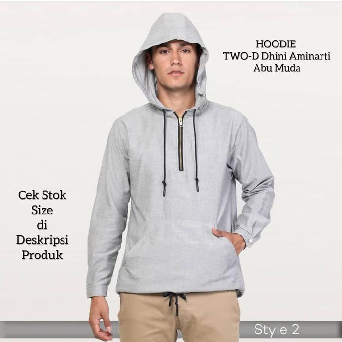 Outwear Pria HOODIE TWO-D Dhini Aminarti Abu Muda Original