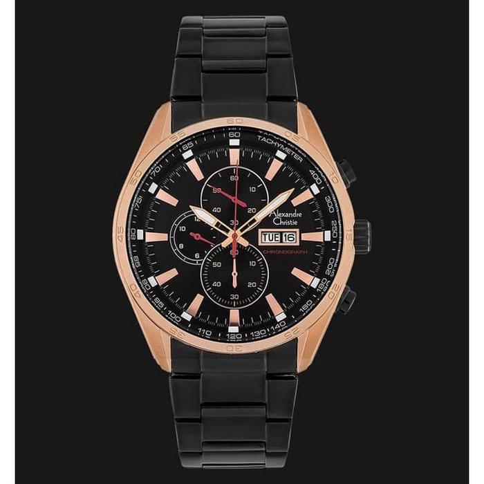 Jam Tangan Alexandre Christie AC 6495 MC BBRBA Pria Black Rosegold