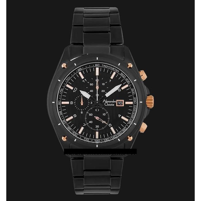 Jam Tangan Pria Alexandre Christie AC 6493 MC BIPBA Chronograph Black