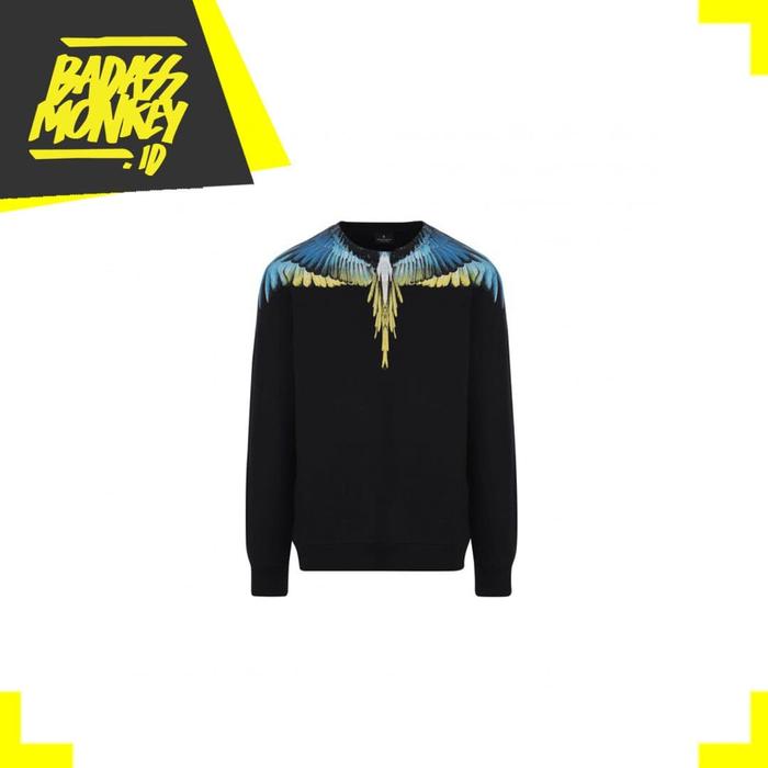 MARCELO BURLON WINGS REGULAR CREWNECK BLACK LIME SS20