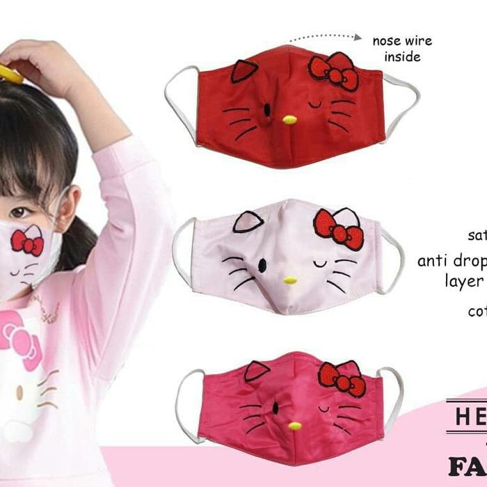 masker anak perempuan / masker hello Kitty anak