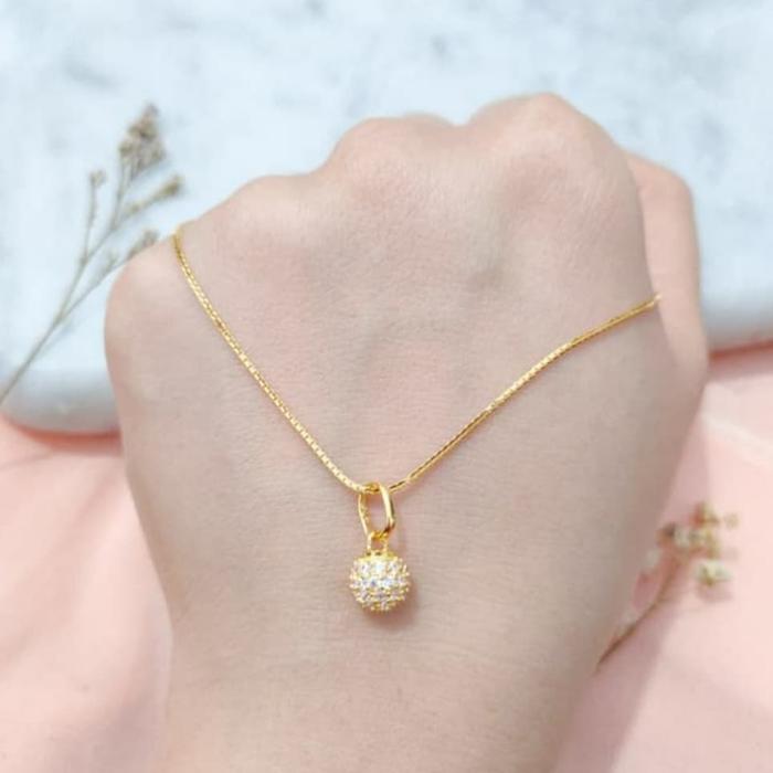 Set Emas asli model permata putih