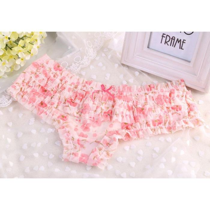 Celana Dalam Boyshort Aksen Renda Ruffle Motif