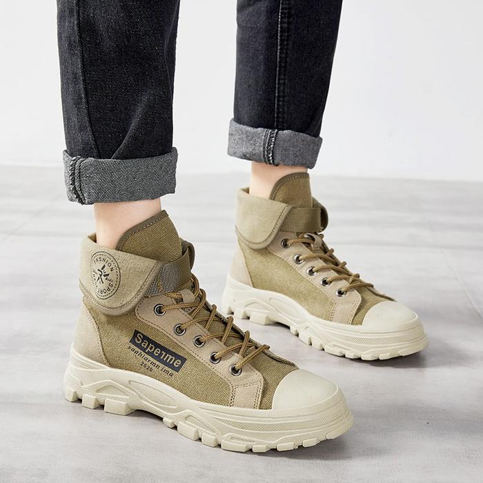 Sepatu Boots Martin Wanita Model Lace-Up Flat Round Toe Bahan Suede