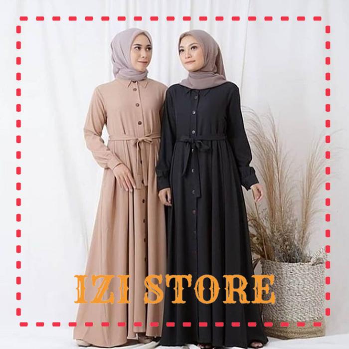 GAMIS NIBRAS BASIC NBC 01 HITAM BAHAN MOSCREPE POLOS