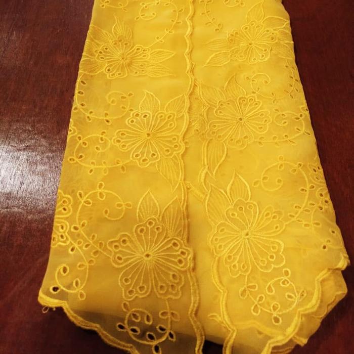 Kain Kebaya Bordir Krawang Hand Made SB20102 Warna Kuning