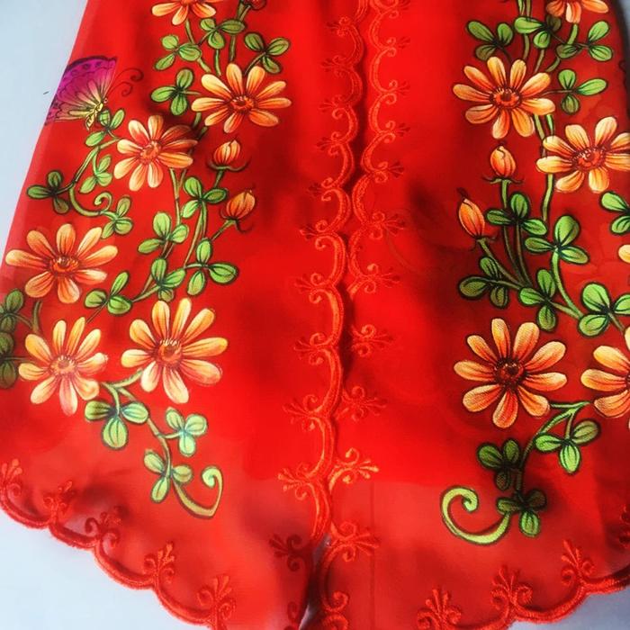 Kain Kebaya Bordir Krawang Hand Made Lukis SB20116 Warna Merah