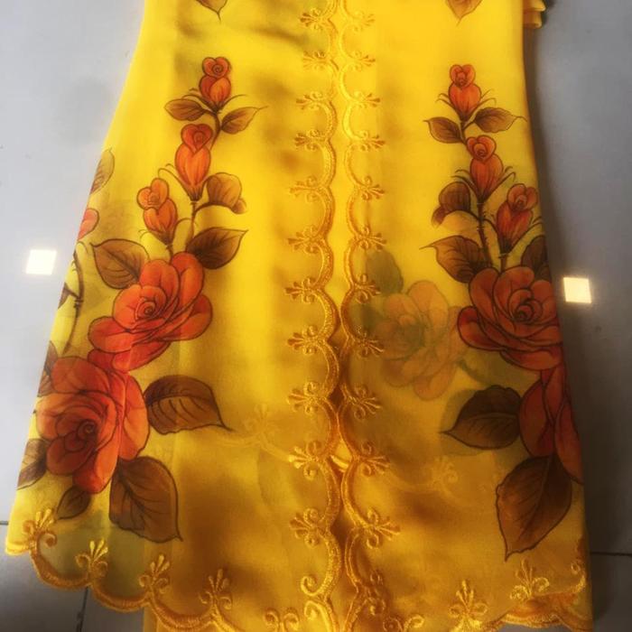 Kain Kebaya Bordir Krawang Hand Made Lukis SB20115 Warna Kuning