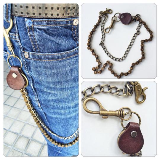 Rantai Dompet Kulit ASLI Handmade Punk Gothic Twisted Coklat Thailand