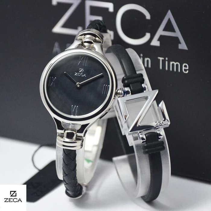 jam tangan wanita ZECA 147 LG silver hitam bonus gelang