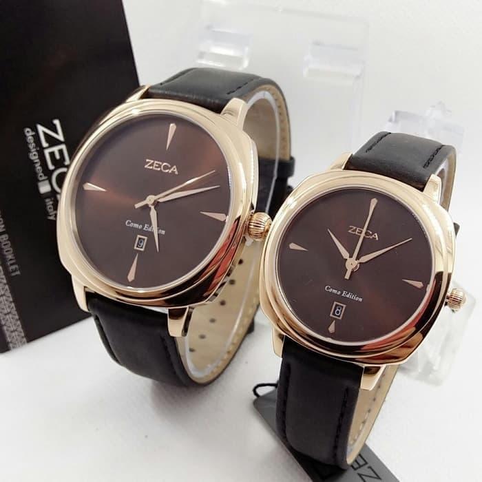 jam tangan pasangan ZECA 336 rosegold dial brown original