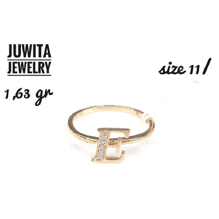 CINCIN EMAS HURUF E/initial Alphabet E EMAS - 75% rosegold