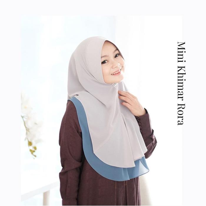 Aneuku KHIMAR MINI RORA Hijab Jilbab Instan Ceruty Babydoll 2Layer Twotone Polos Pd 36cm Pb 71cm Khi