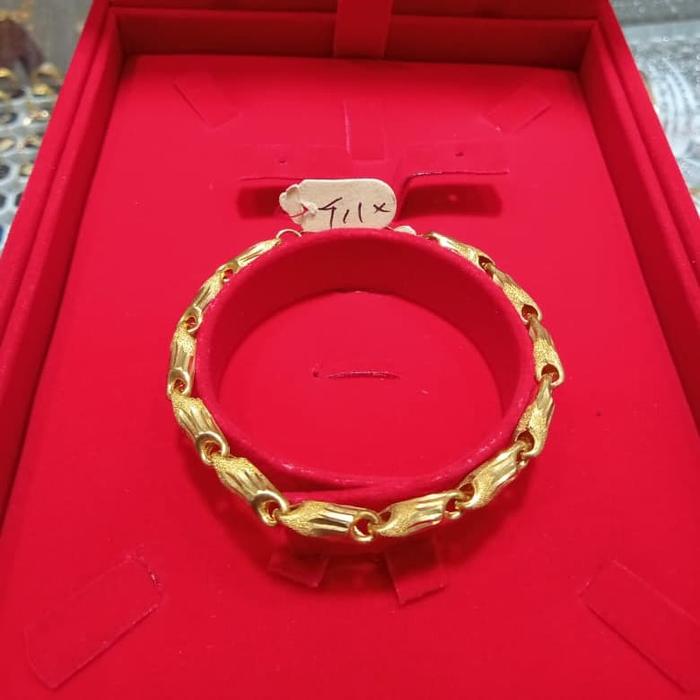 gelang emas 375 fashion ukir bambu