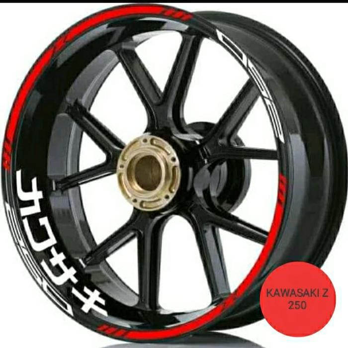STICKER VELG CUTTING STICKER KAWASAKI Z250 WHITE RED 01
