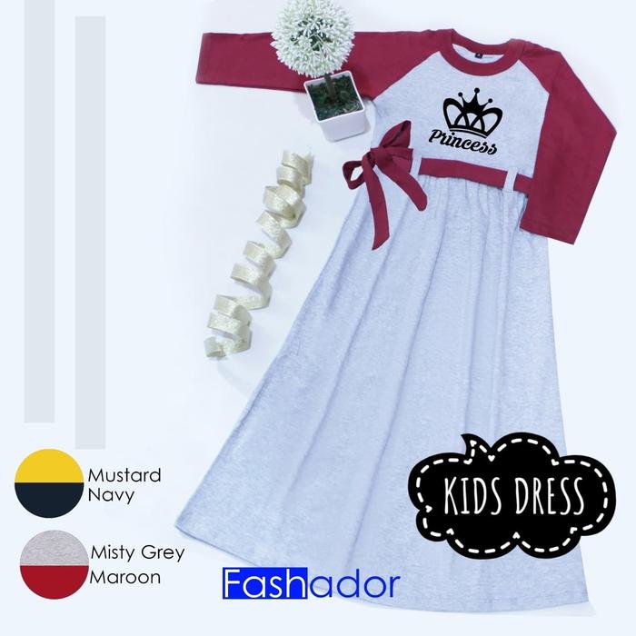 GRATIS NAMA Gamis Kaos Raglan Anak Princess 1,2,3,4,5,6,7,8,9 tahun