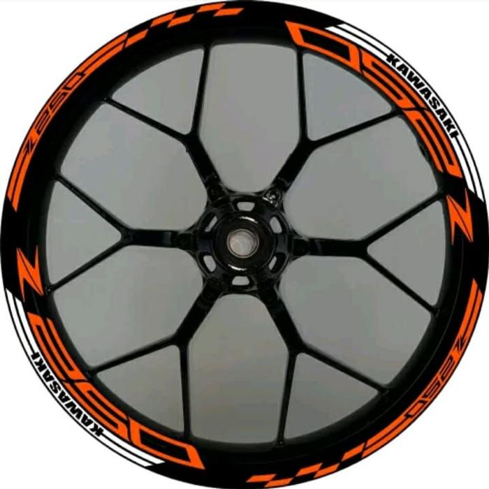 STICKER VELG CUTTING STICKER KAWASAKI Z250 WHITE ORANGE 02