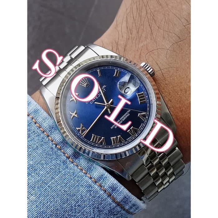 Jam ROLEX Datejust Blue Saphire Dial With Roman Index FULL SET MINT