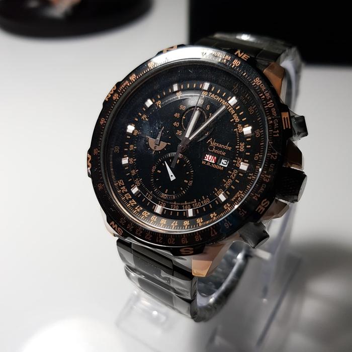 jam tangan alexandre christie pria ac 6476 ac6476 black rosegold