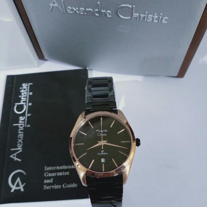 Jam Tangan Analog Wanita Alexandre Christie AC 8579LD Black Rose Gold