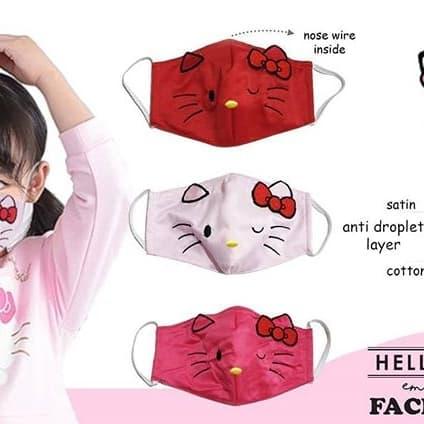 masker anak hello kitty 2pcs
