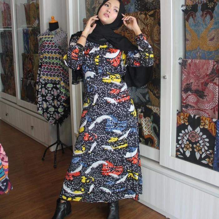 Daster Gamis Lengan Panjang  Batik Tulis Kombinasi Bahan Santung Premium