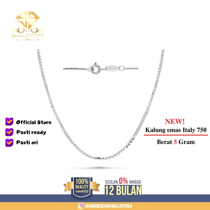 SINAR BERLIAN JEWELLERY - Kalung emas putih asli Italy 750 5Gram