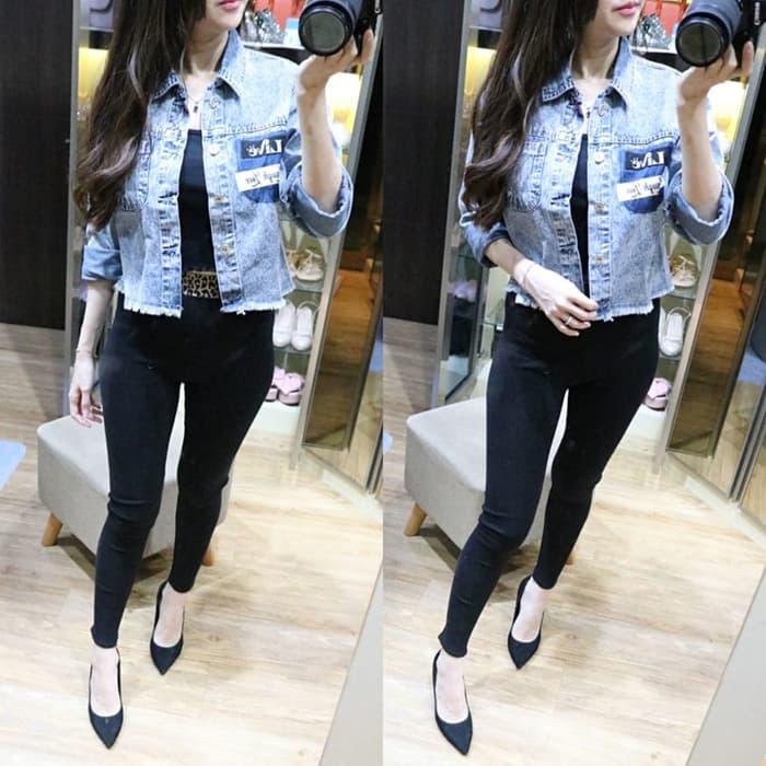 [Jaket Jeans Live Love BC]Jaket wanita jeans softblue