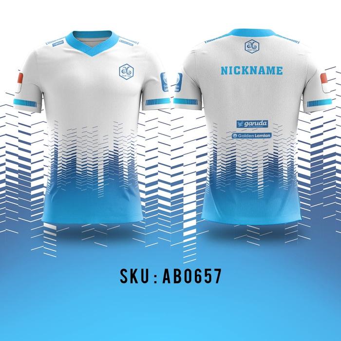 Kaos Jersey Gaming Custom eSport | PUBG ML FF | Aura Blue Strip