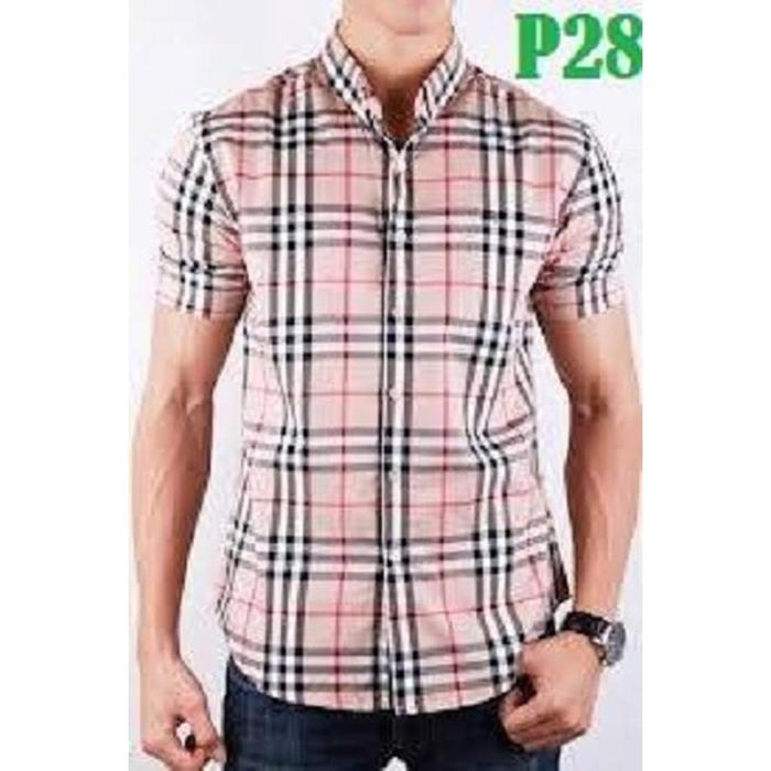 P28 Hem Pria Lengan Pendek Burberry, Tailor Bisa Modif SIZE LENGKAP -