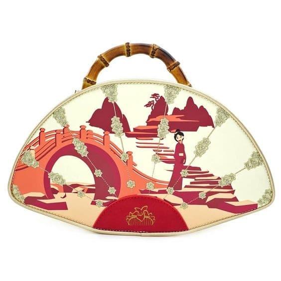 LOUNGEFLY X DISNEY MULAN BAMBOO HANDLE FAN HANDBAG