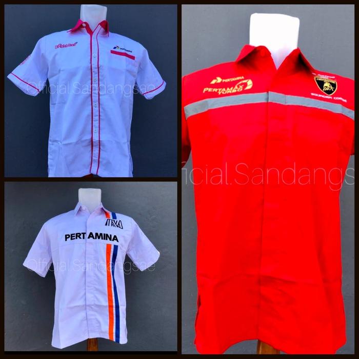 Baju promosi pertamina spbu pertamax bright gas bisa request model dan ukuran design sendiri buat ba