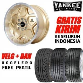 promo paket velg mobil HSR Wheel ring 17 dengan ban accelera 195 50 16