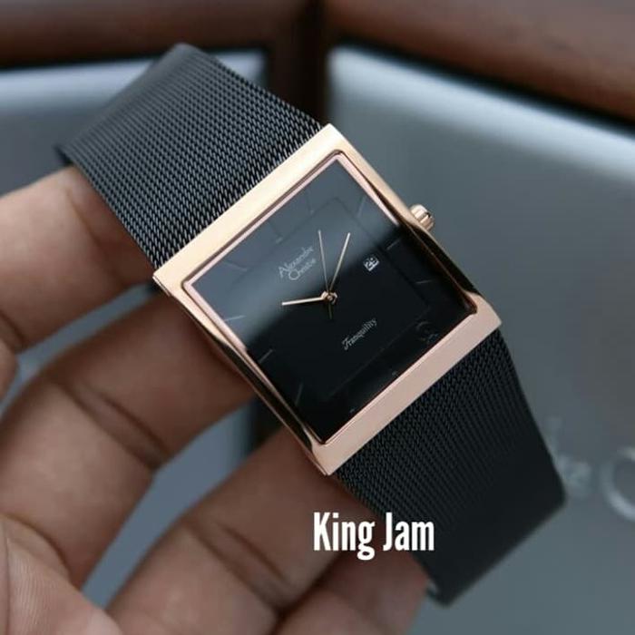 Jam Tangan Wanita Alexandre Christie AC 8333 Original Black Rosegold