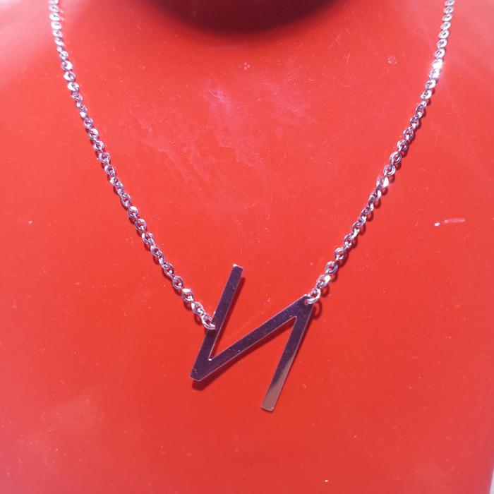 Kalung Huruf N perak silver925 Lapisan emas putih kh2