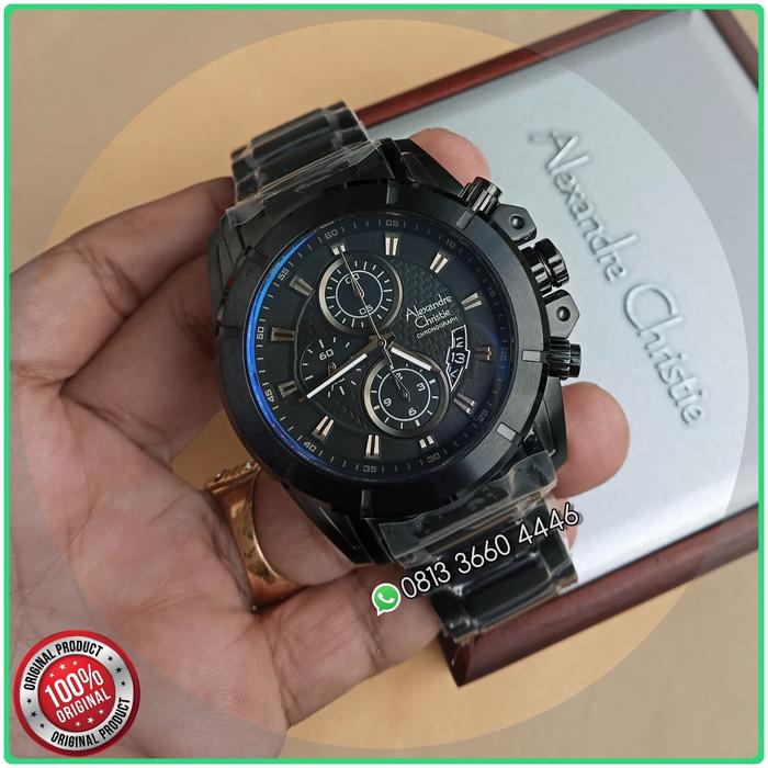Alexandre Christie AC 6226 Mc Tali Rantai Full Black Original