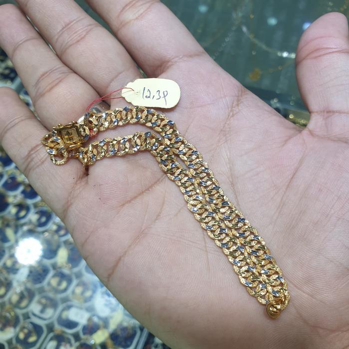 Gelang kaki emas kadar 700(22k) model sisik naga padat kombinasi