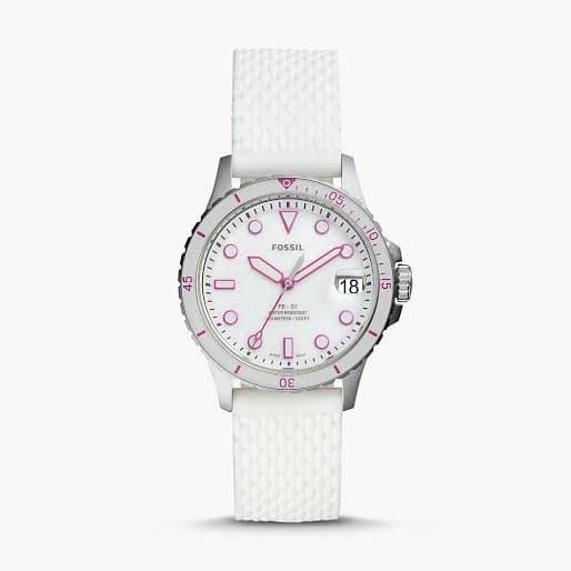 Fossil #ES4747 Three Hand Date White Silicone Watch