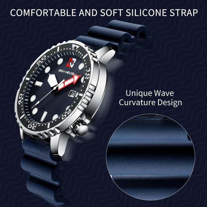 PROMO Ben nevis Jam Quartz dengan Tanggal Strap Silikon Karet