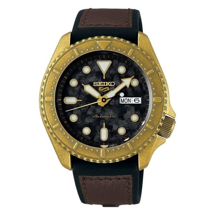 Seiko 5 Sports SRPE80K1 Black Dial Brown Polyurethane Strap Original