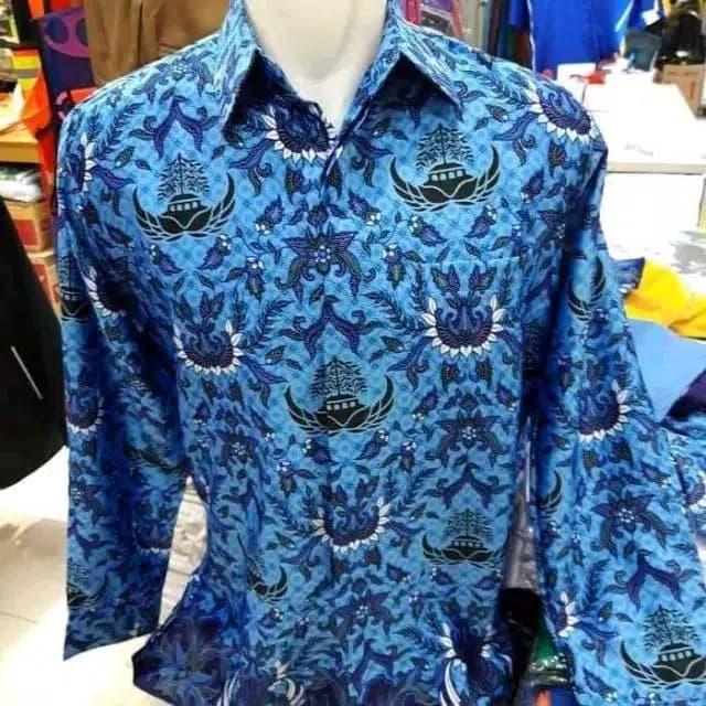Kemeja seragam batik korpri pria Semi sutra (silky) full furing